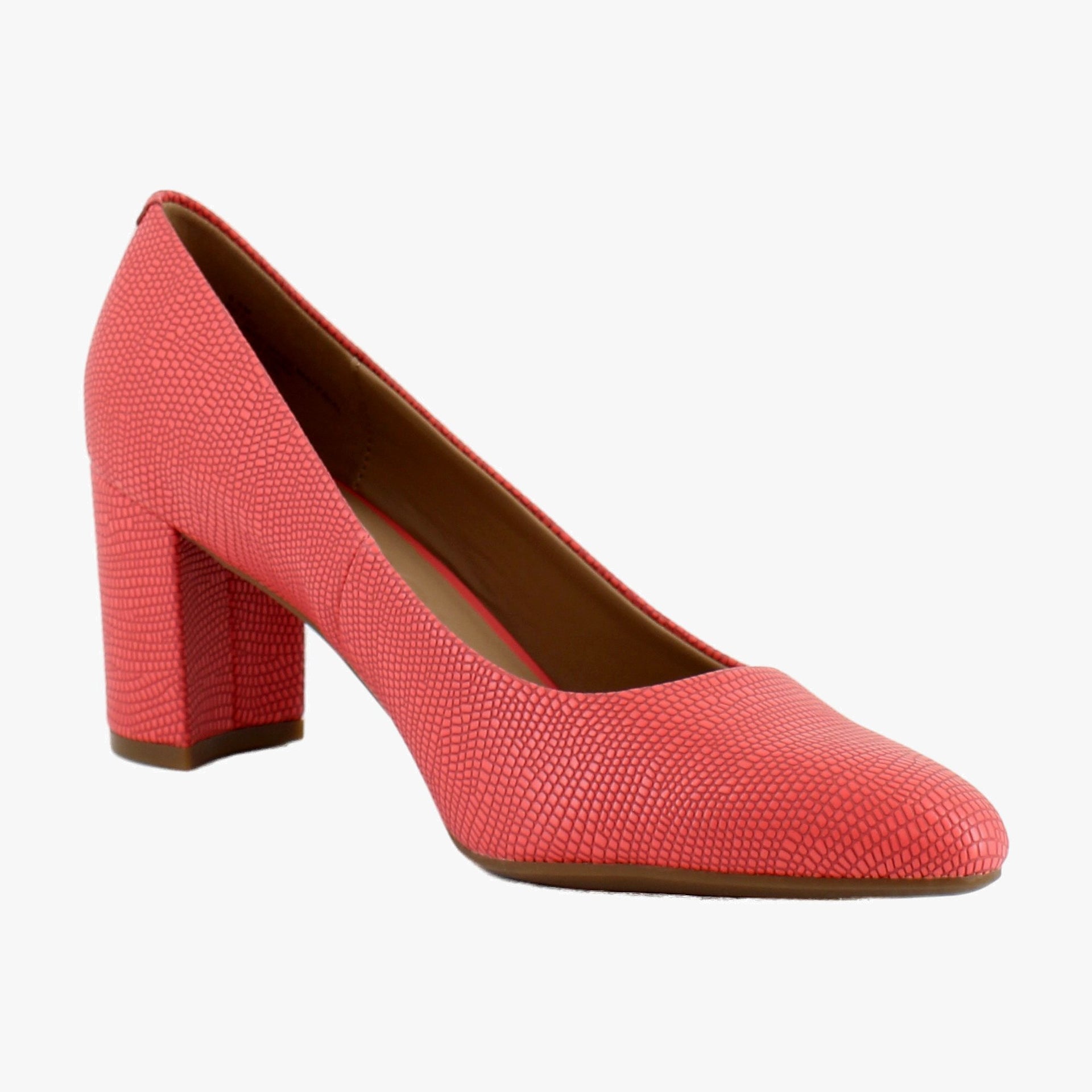 Coral Lizard Embossed Faux Leather