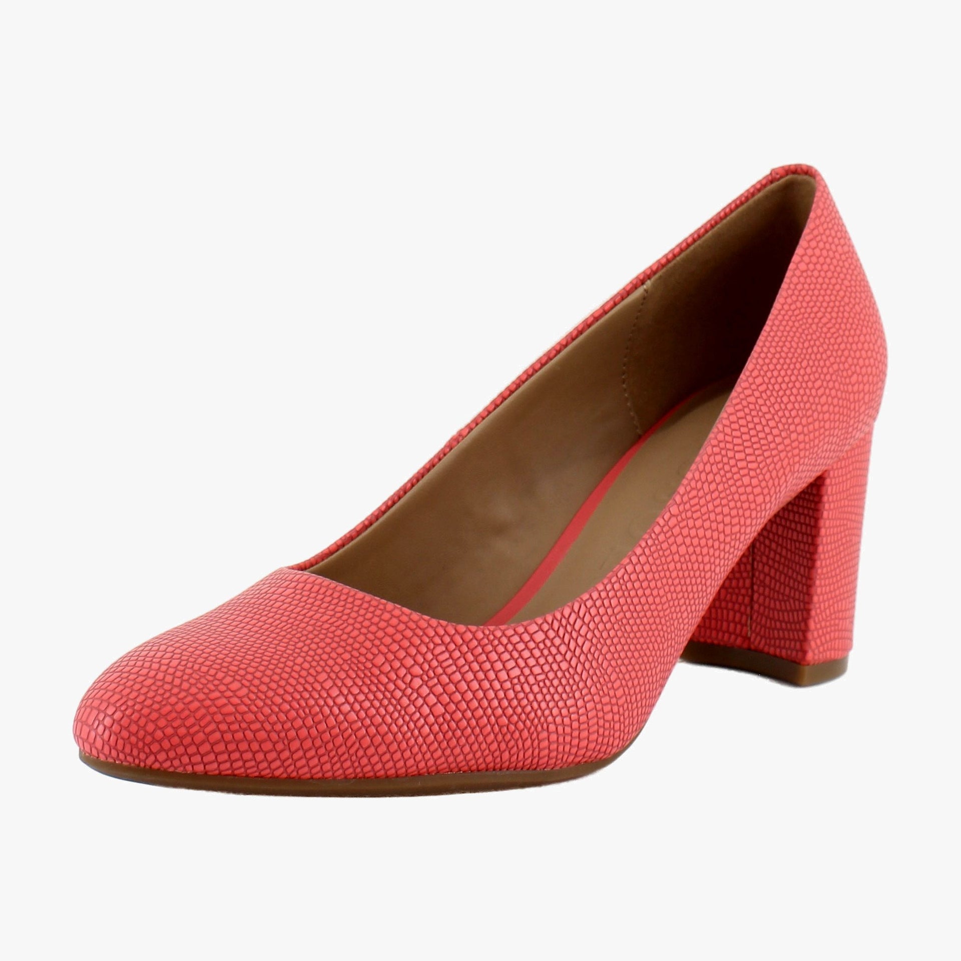 Coral Lizard Embossed Faux Leather