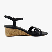 Black Faux Leather/Cork Heel