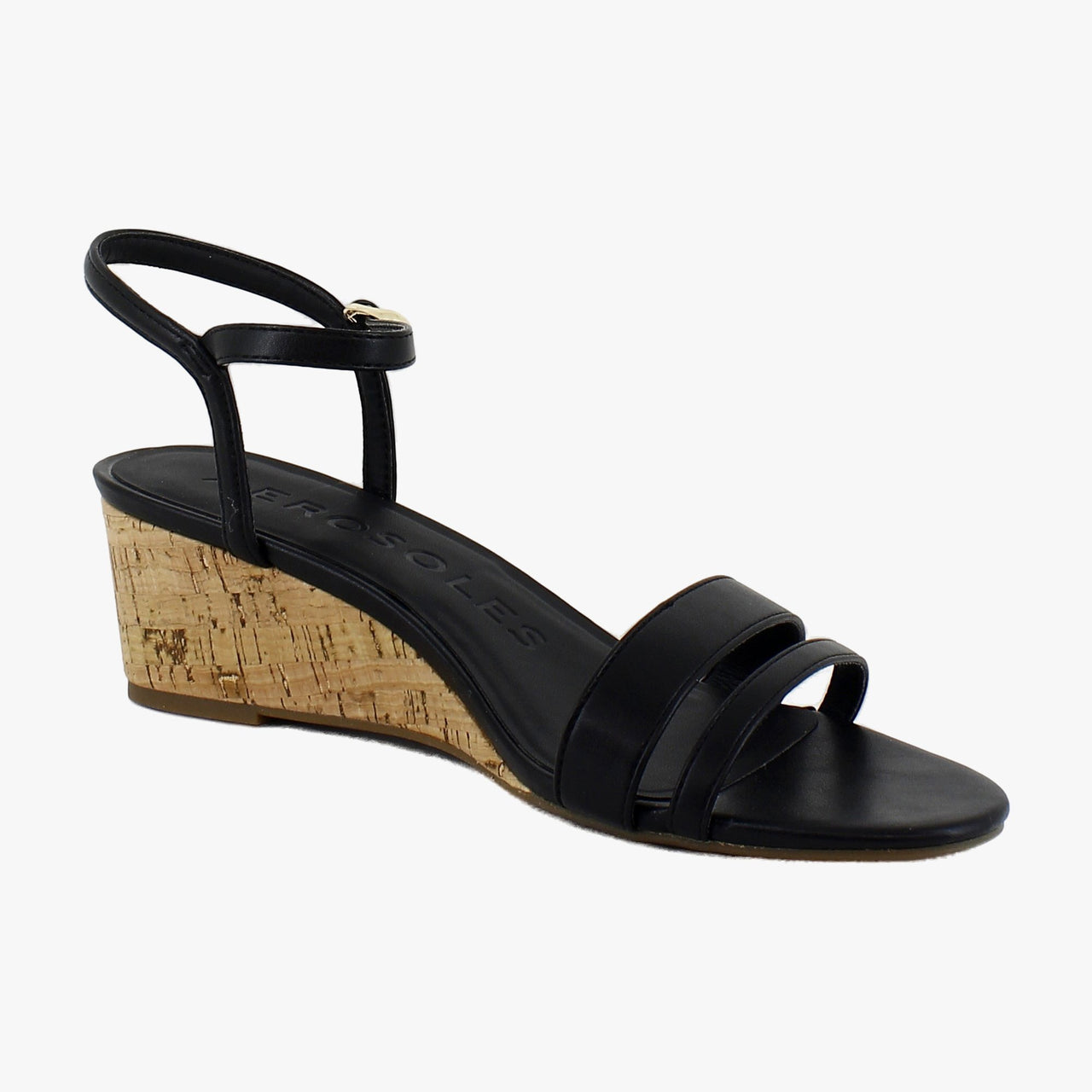 Black Faux Leather/Cork Heel