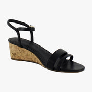 Black Faux Leather/Cork Heel