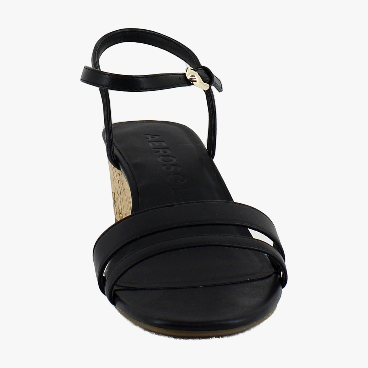 Black Faux Leather/Cork Heel