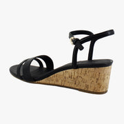 Black Faux Leather/Cork Heel