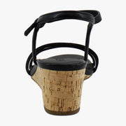 Black Faux Leather/Cork Heel