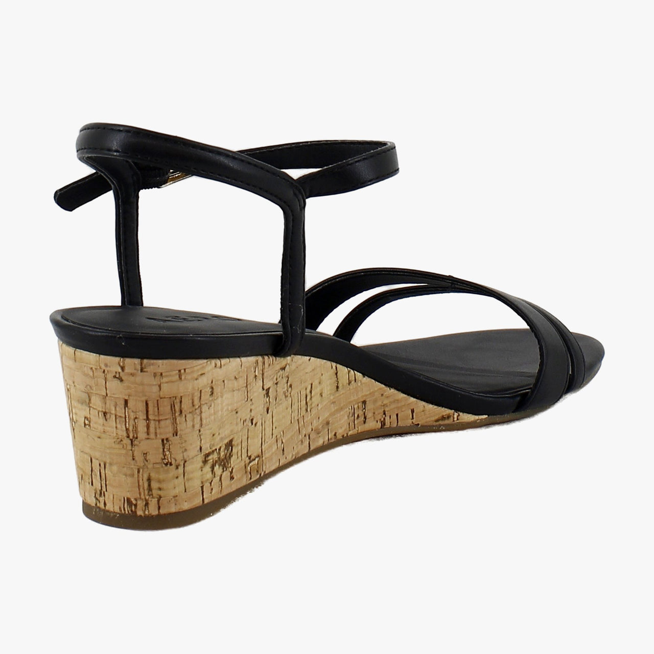 Black Faux Leather/Cork Heel