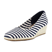 Eggnog/Navy Stripe Textured Fabric