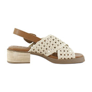 Natural Crochet Fabric/Tan Faux Leather