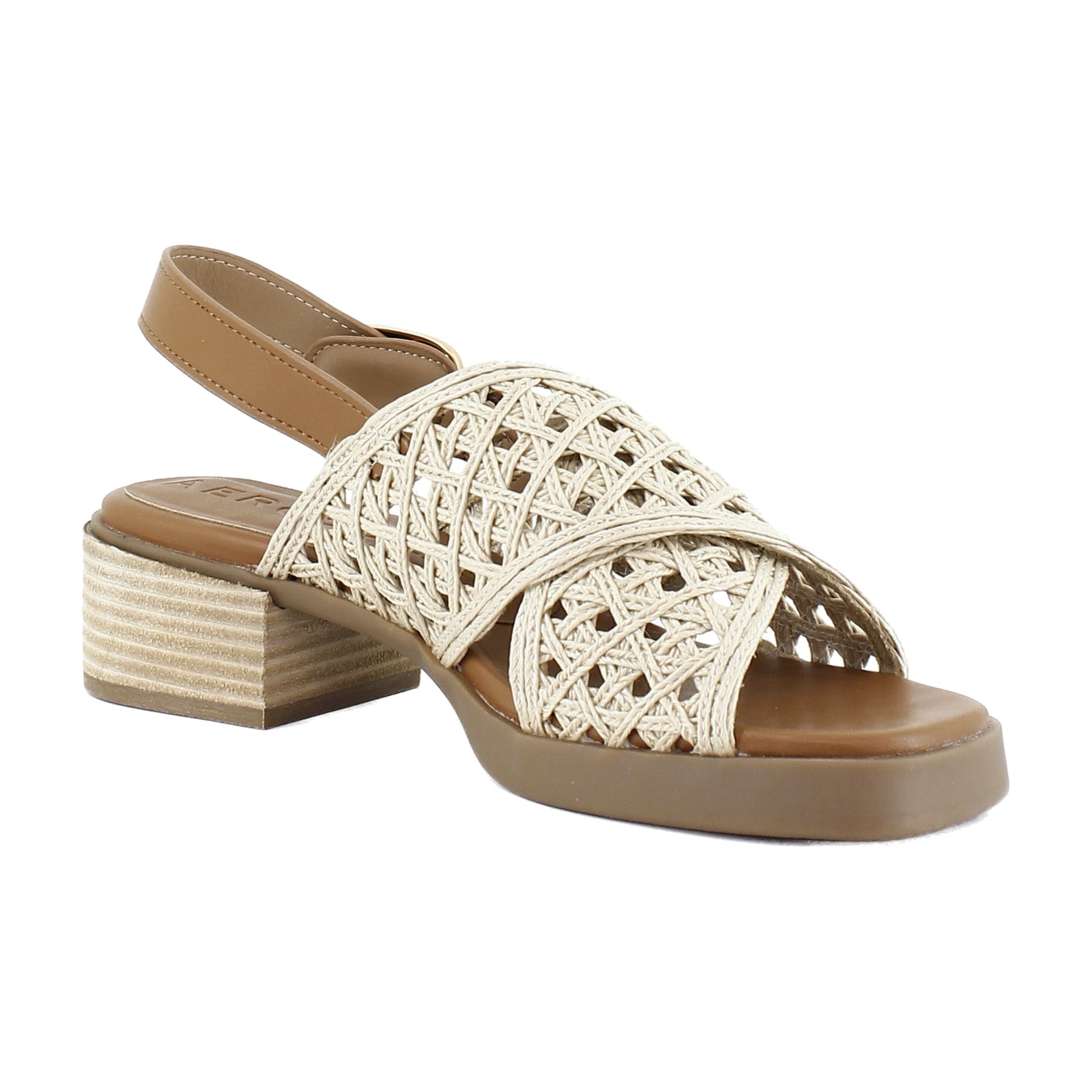 Natural Crochet Fabric/Tan Faux Leather