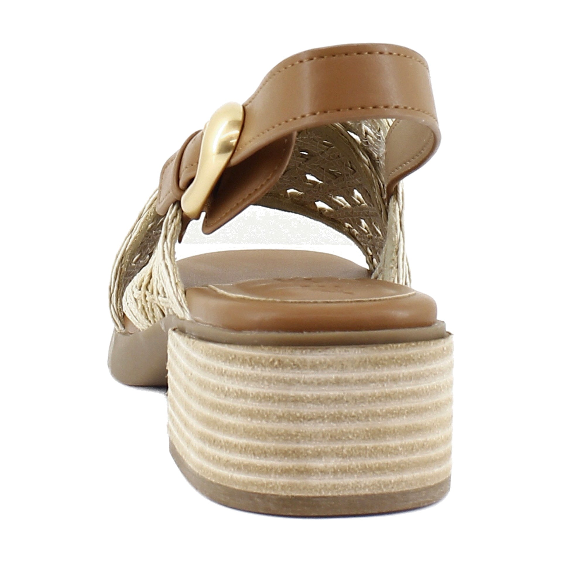 Natural Crochet Fabric/Tan Faux Leather