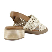 Natural Crochet Fabric/Tan Faux Leather