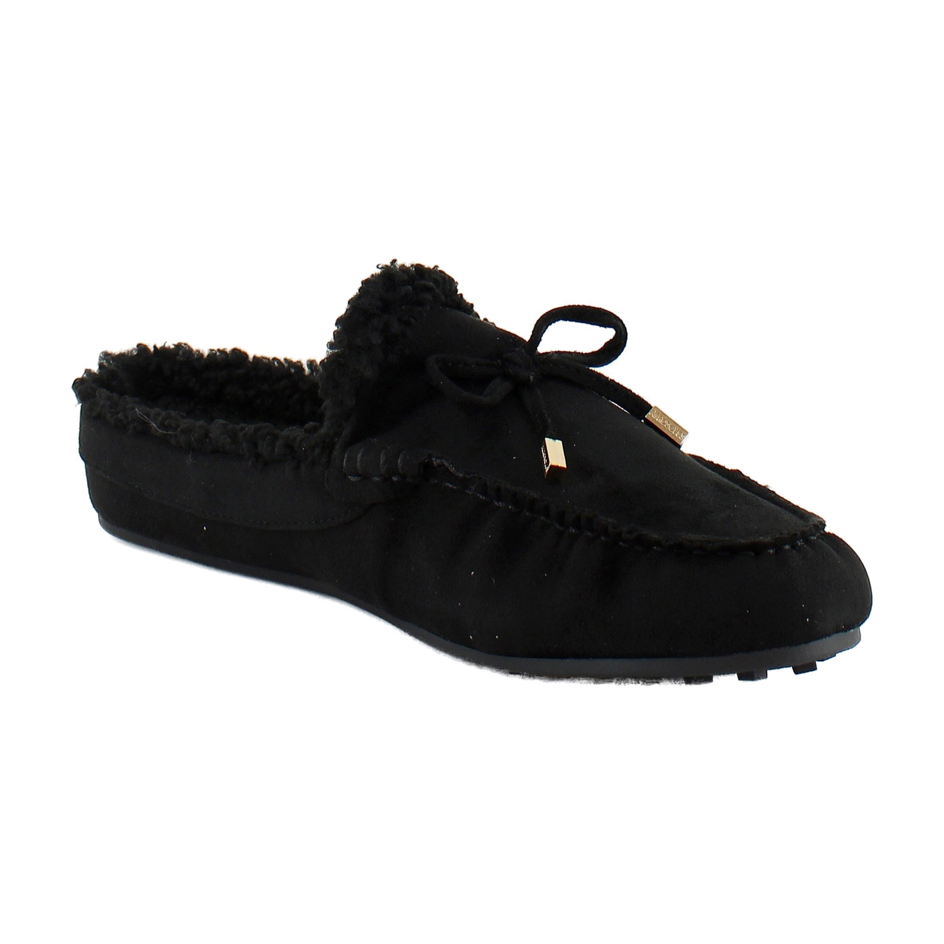 Black Faux Suede With Faux Shearling