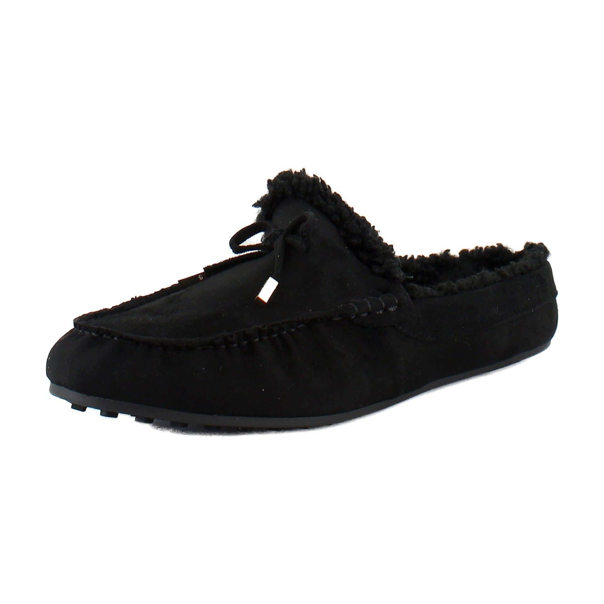 Black Faux Suede With Faux Shearling