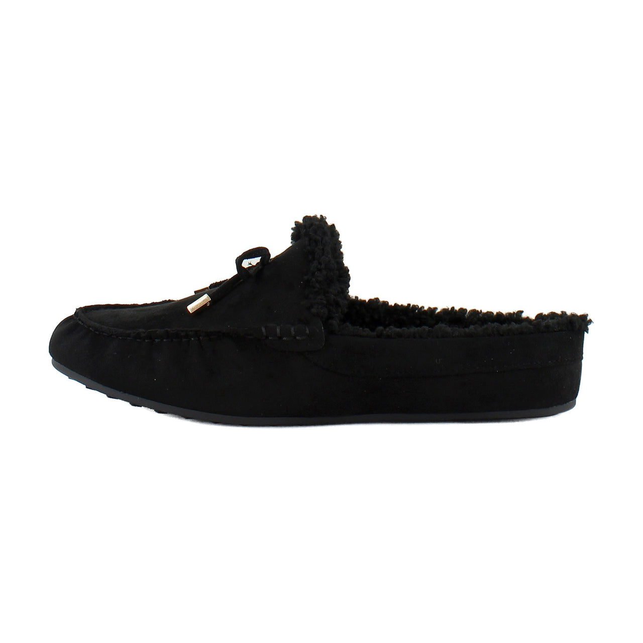 Black Faux Suede With Faux Shearling