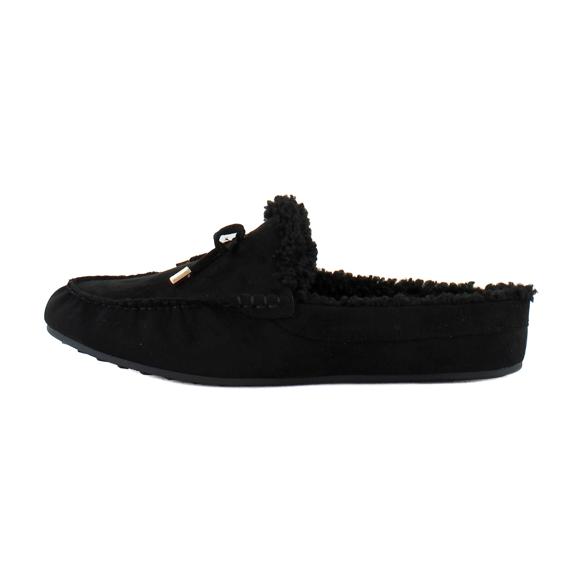 Black Faux Suede With Faux Shearling