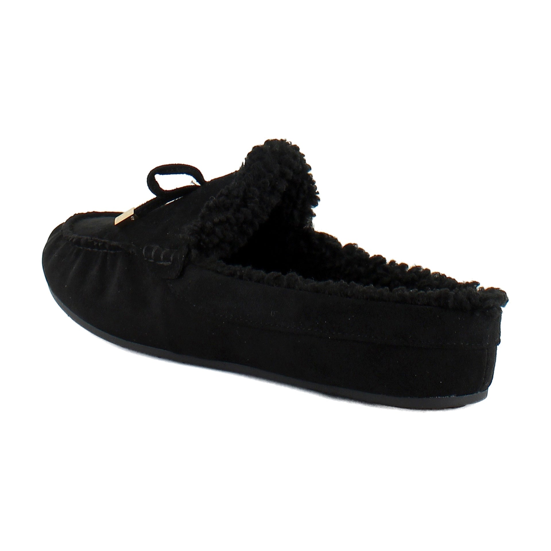 Black Faux Suede With Faux Shearling