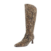 Dark Brown Leopard Suede