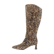 Dark Brown Leopard Suede