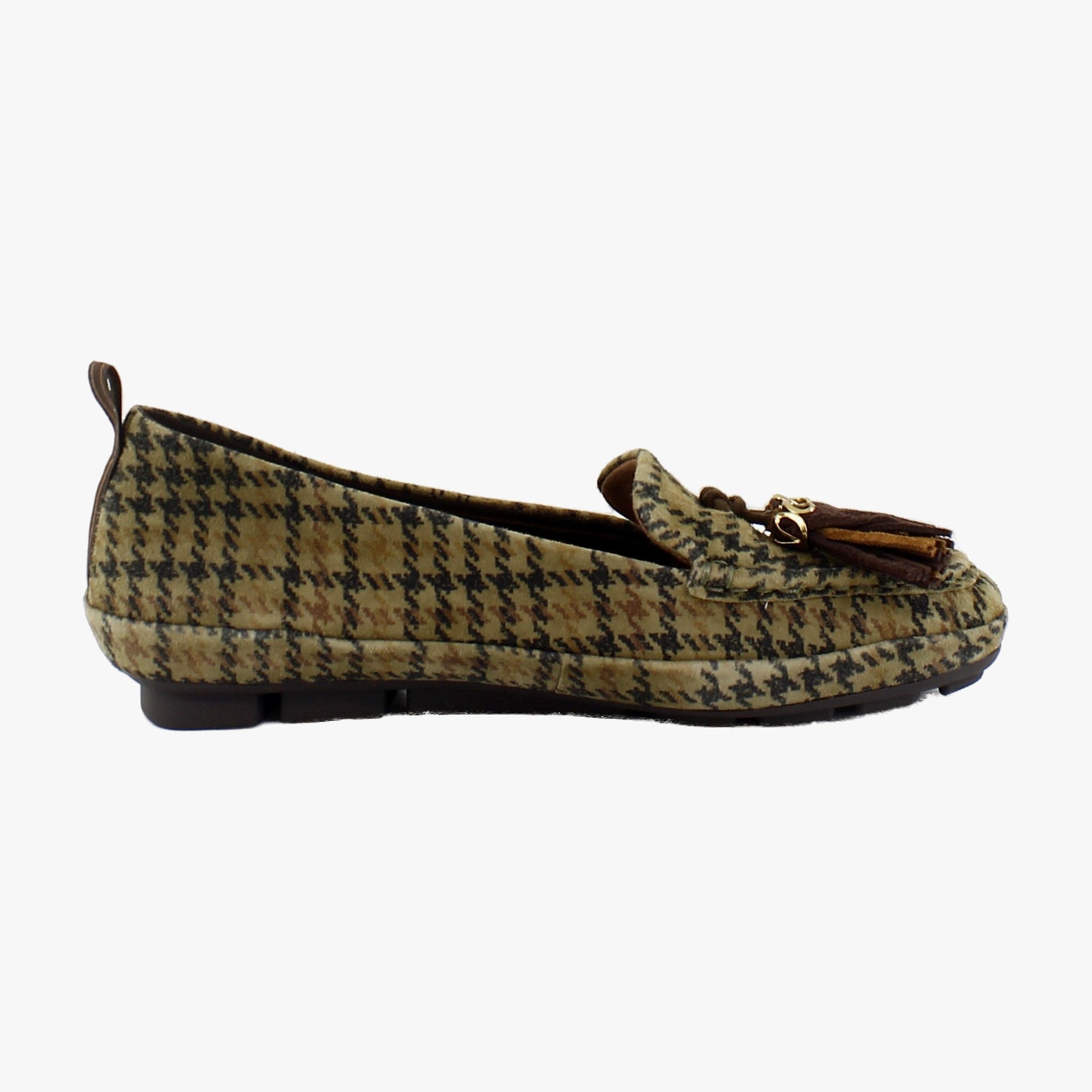 Olive Houdstooth Suede