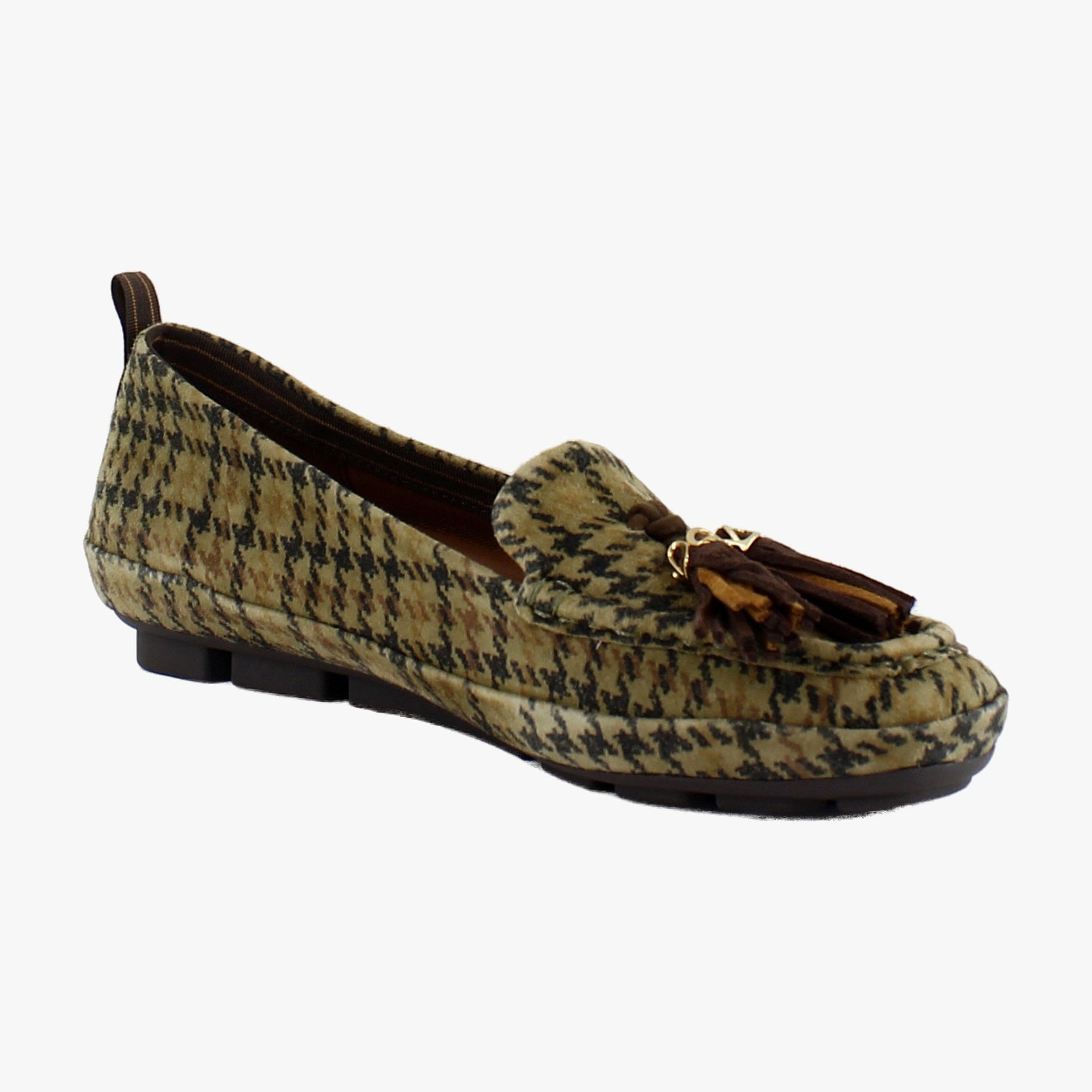 Olive Houdstooth Suede
