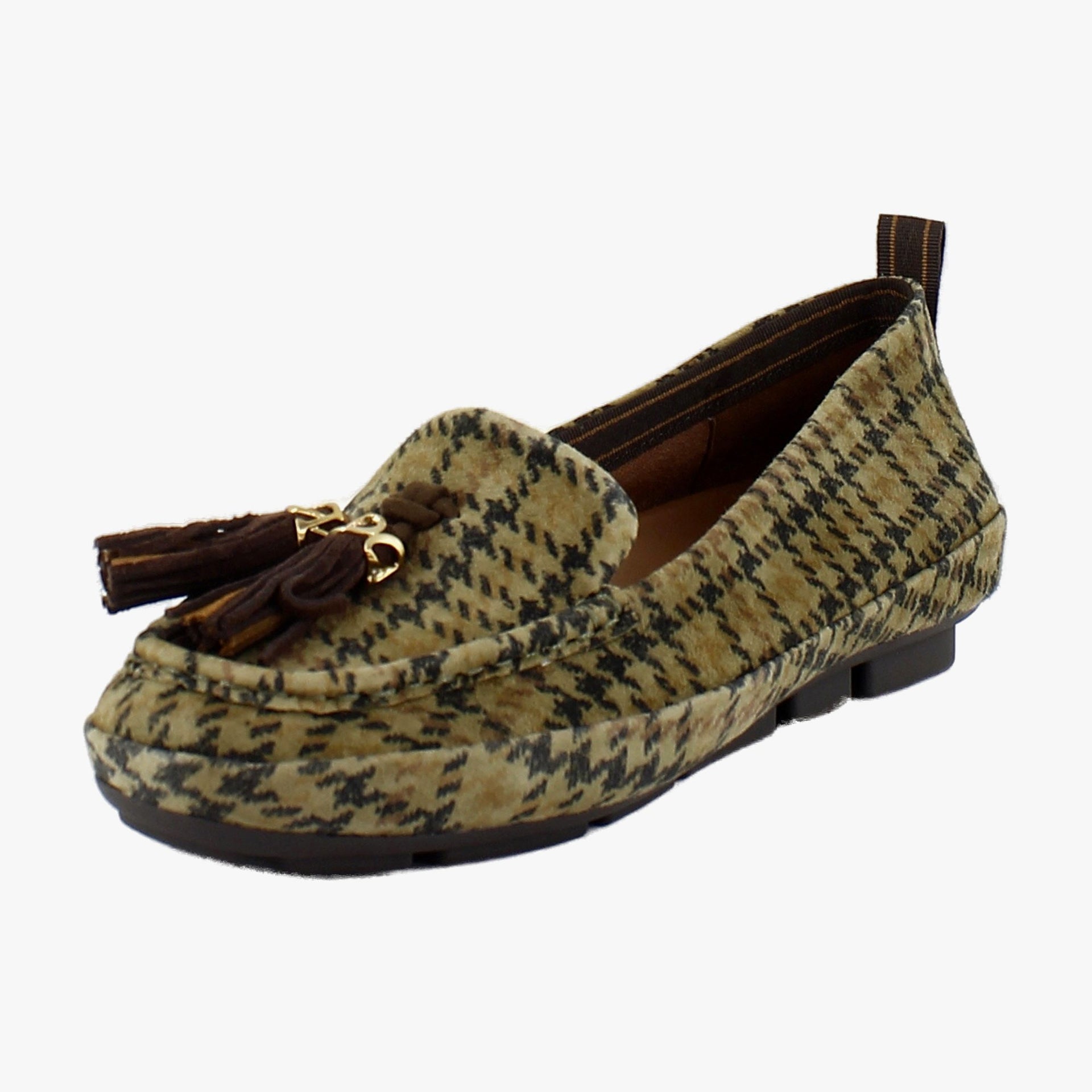Olive Houdstooth Suede