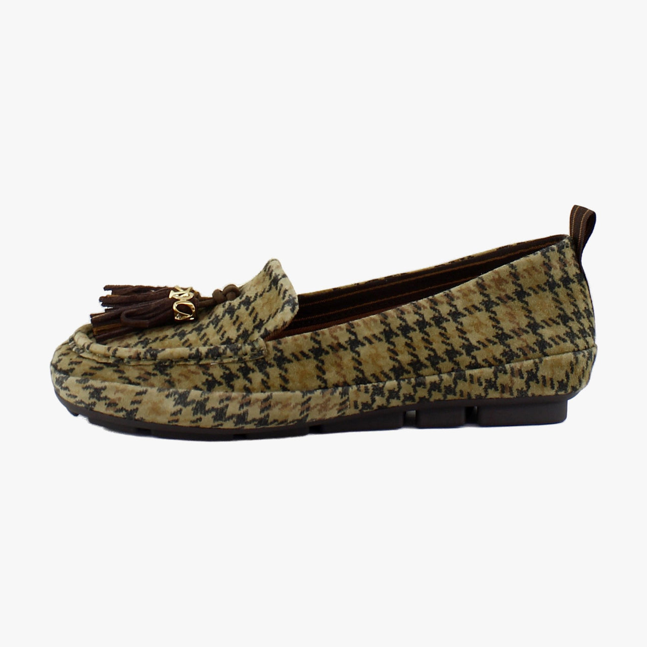 Olive Houdstooth Suede