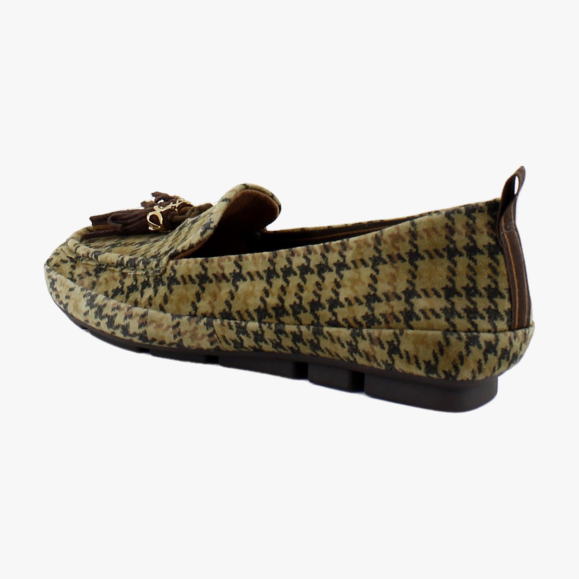 Olive Houdstooth Suede