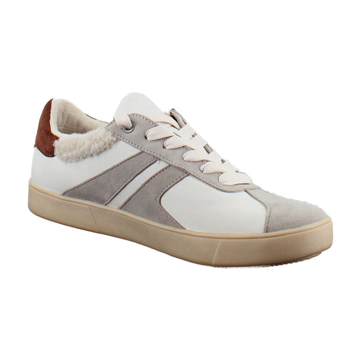 White Leather/Soft Mink Suede