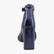 Navy Metallic Leather
