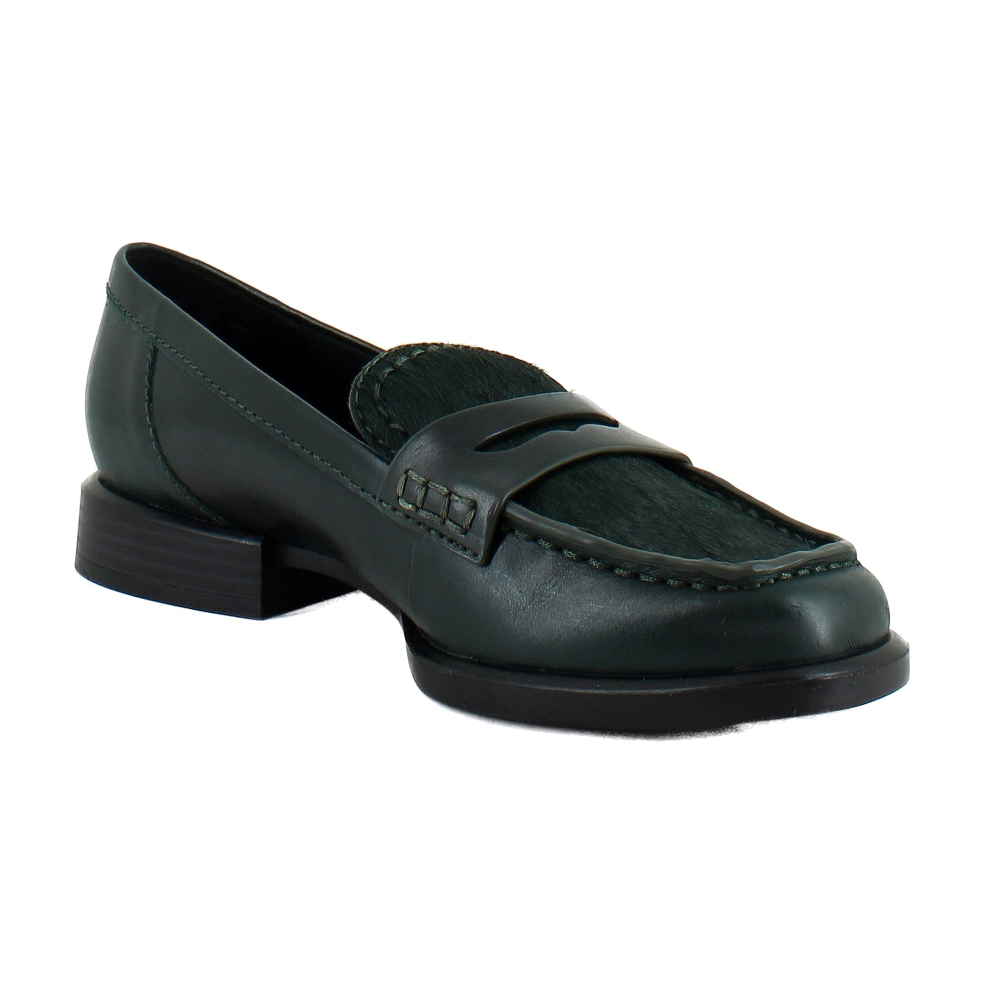 Dark Green Leather Calf Hair