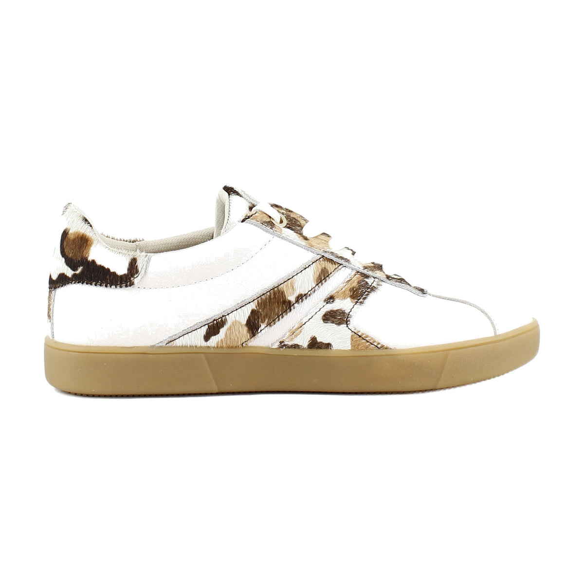 Warm White Leather/Brown Cow Print