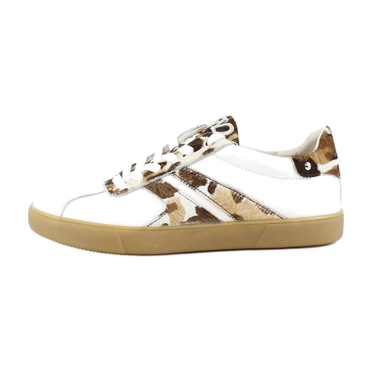 Warm White Leather/Brown Cow Print