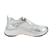 White Mesh/Silver Leather