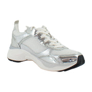 White Mesh/Silver Leather