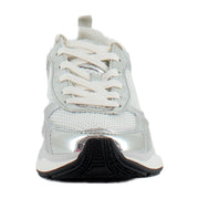 White Mesh/Silver Leather