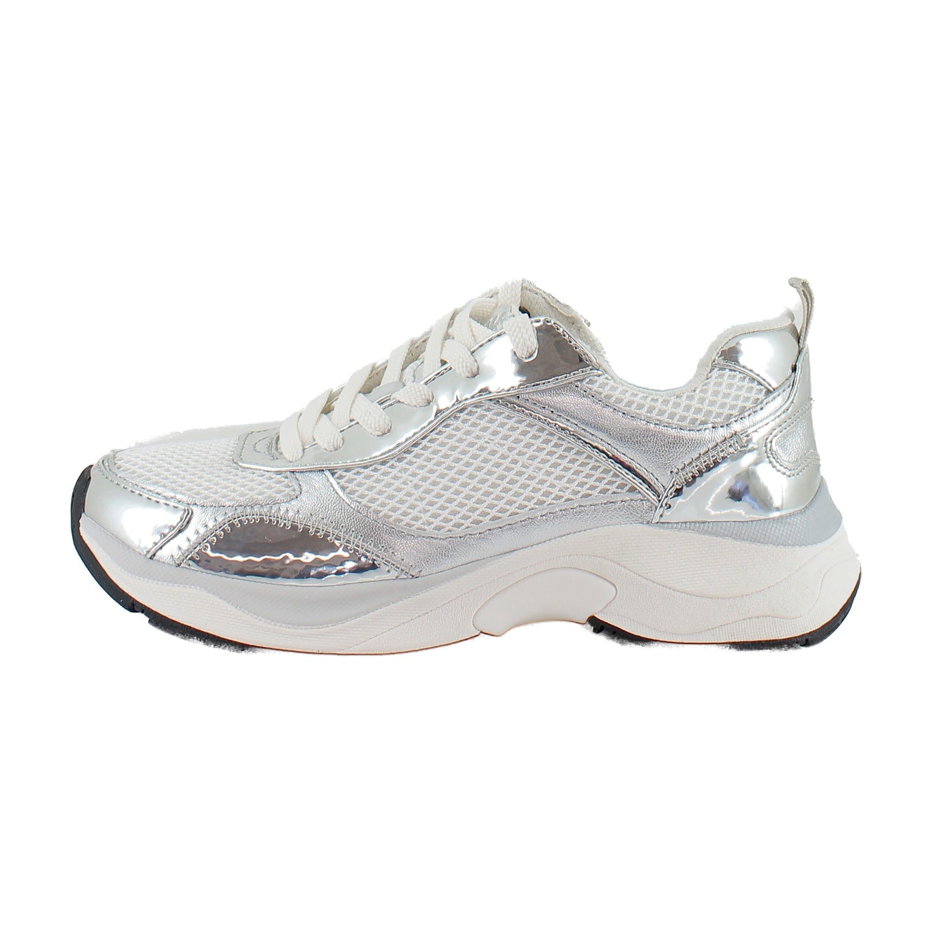 White Mesh/Silver Leather