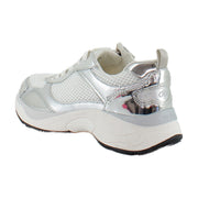 White Mesh/Silver Leather