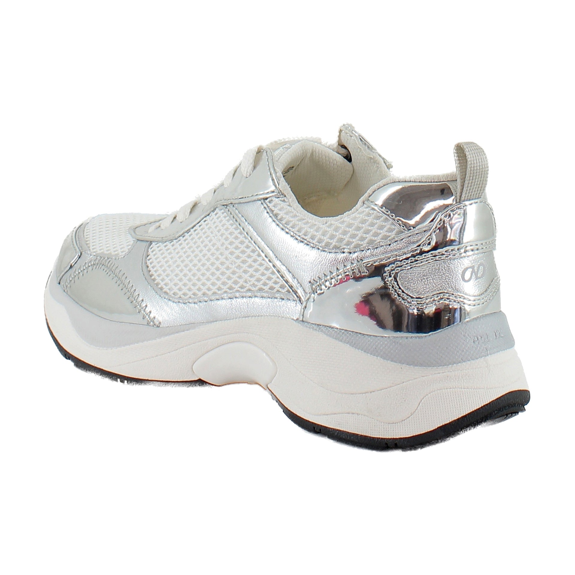 White Mesh/Silver Leather