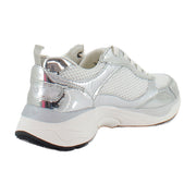 White Mesh/Silver Leather