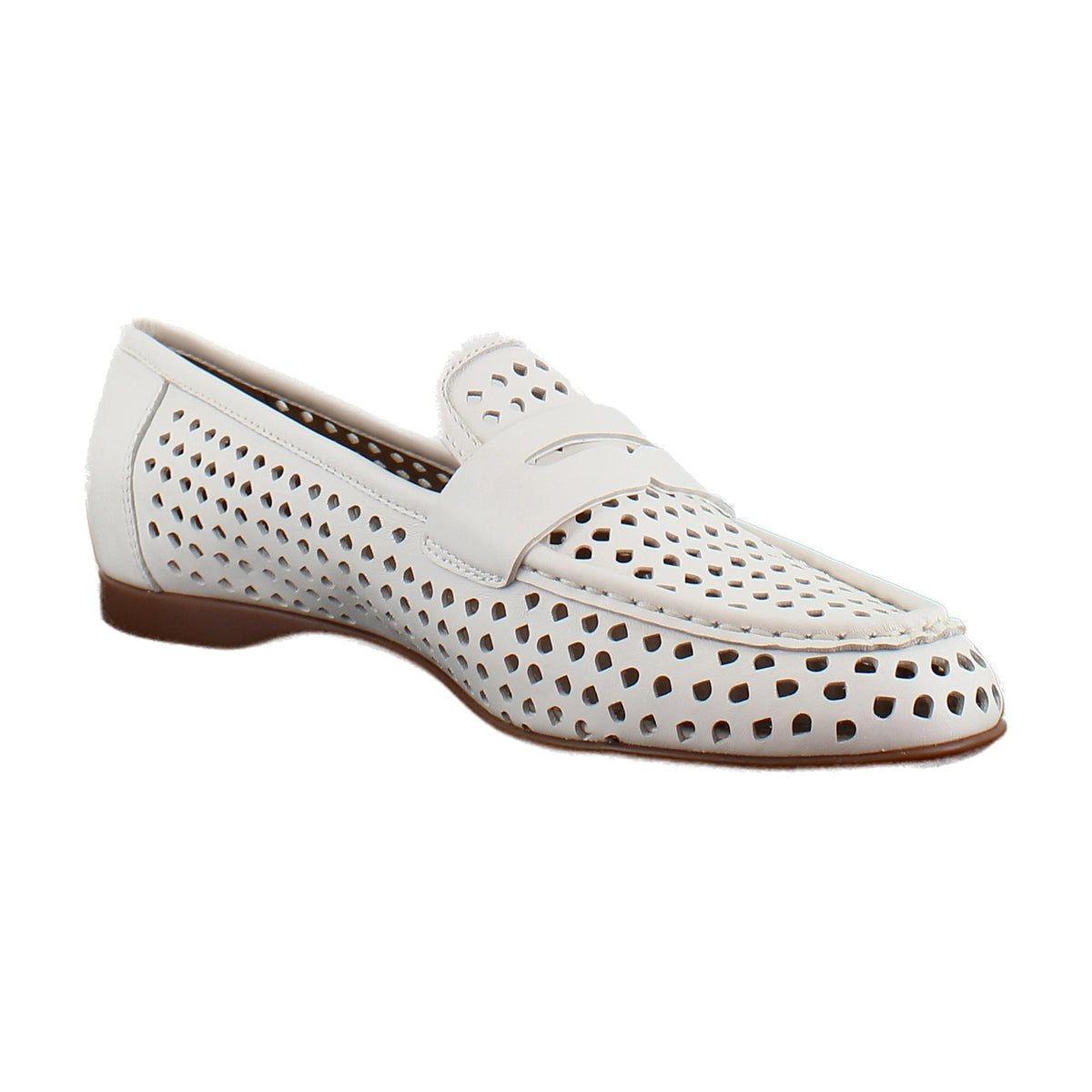 White Perforated Leather