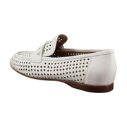 White Perforated Leather
