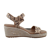 Beige Snake Print Leather