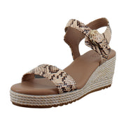 Beige Snake Print Leather