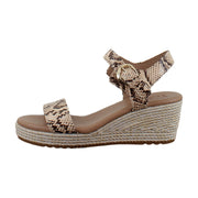 Beige Snake Print Leather