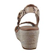 Beige Snake Print Leather