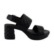 Black Quilted Leather