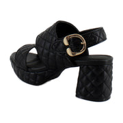 Black Quilted Leather