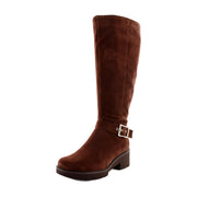 Cappuccino Brown Suede Wide Calf